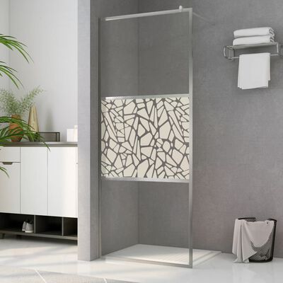 vidaXL Inloopdouchewand met stenenmotief 115x195 cm ESG-glas