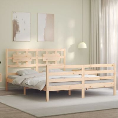 vidaXL Bedframe met hoofdbord massief hout