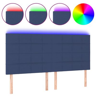 vidaXL Hoofdbord LED 180x5x118/128 cm stof blauw