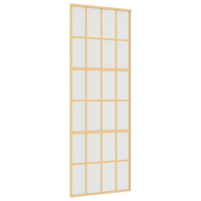 vidaXL Schuifdeur 76x205 cm mat ESG-glas en aluminium goudkleurig