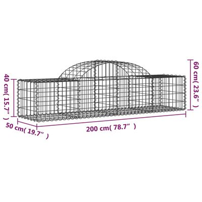 vidaXL Schanskorven 5 st gewelfd 200x50x40/60 cm gegalvaniseerd ijzer