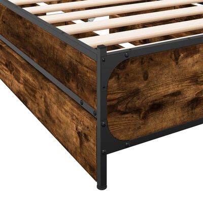 vidaXL Bedframe met lades bewerkt hout gerookt eikenkleurig 100x200 cm