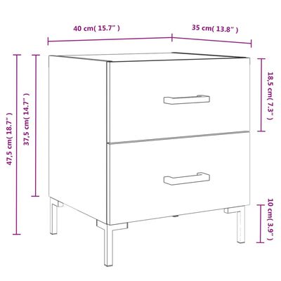 vidaXL Nachtkastje 40x35x47,5 cm bewerkt hout grijs sonoma eikenkleur