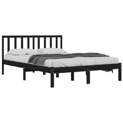 vidaXL Bedframe massief grenenhout zwart 200x200 cm