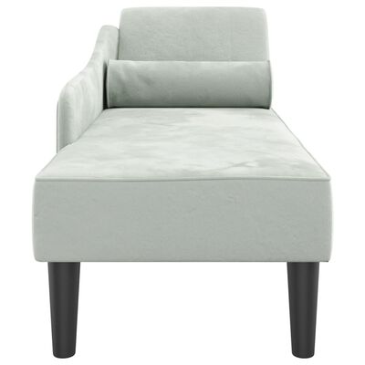 vidaXL Chaise longue met kussens fluweel lichtgrijs