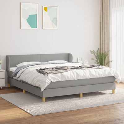 vidaXL Boxspring met matras stof lichtgrijs 180x200 cm