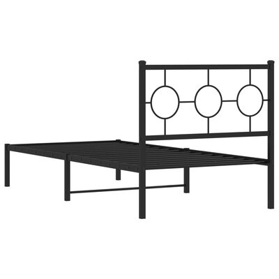 vidaXL Bedframe met hoofdbord metaal zwart 90x200 cm