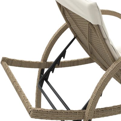 vidaXL Ligbed met kussen 60x199x42 cm poly rattan beige