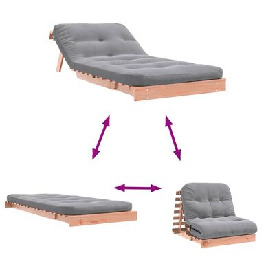 vidaXL Futon slaapbank met matras 80x206x11 cm massief douglashout