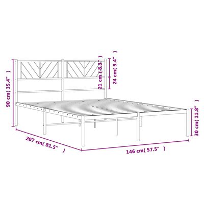 vidaXL Bedframe met hoofdbord metaal wit 140x200 cm