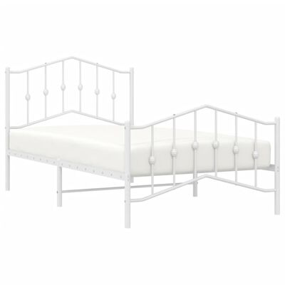 vidaXL Bedframe met hoofd- en voeteneinde metaal wit 100x190 cm