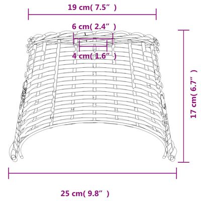 vidaXL Plafondlampenkap Ø25x17 cm wicker wit