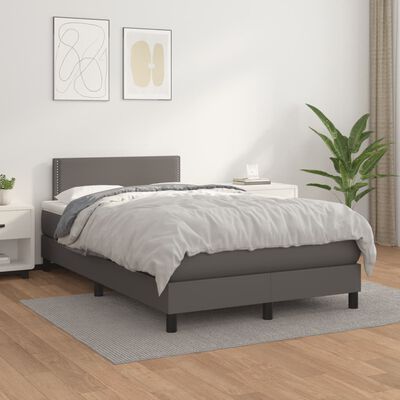 vidaXL Boxspring met matras kunstleer grijs 120x190 cm