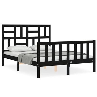 vidaXL Bedframe met hoofdbord massief hout zwart