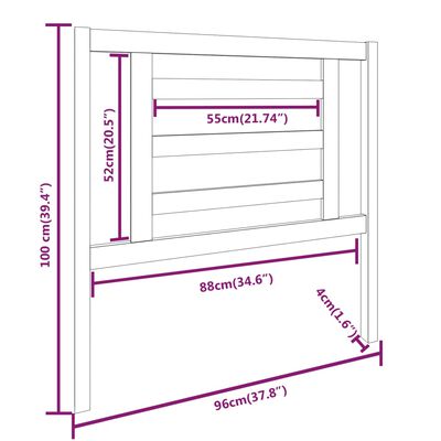 vidaXL Hoofdbord 96x4x100 cm massief grenenhout grijs