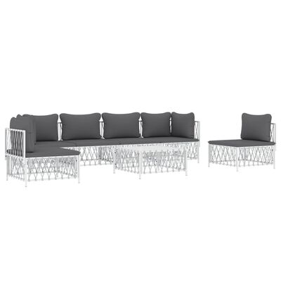 vidaXL 7-delige Loungeset met kussens staal wit