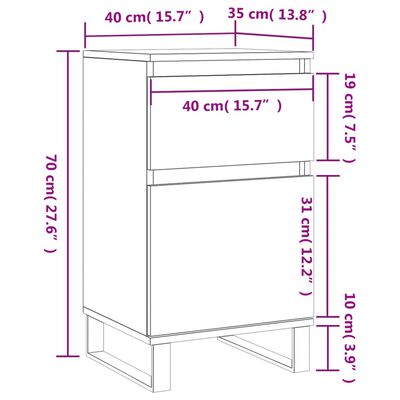 vidaXL Dressoir 40x35x70 cm bewerkt hout grijs sonoma