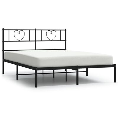 vidaXL Bedframe met hoofdbord metaal zwart 140x200 cm