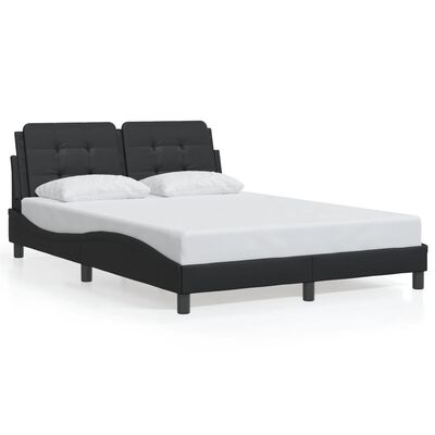 vidaXL Bedframe met LED-verlichting kunstleer zwart 140x200 cm