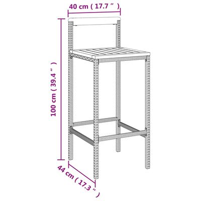 vidaXL 7-delige Tuinbarset poly rattan en massief acaciahout grijs