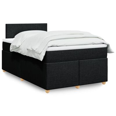 vidaXL Boxspring met matras stof zwart 120x200 cm