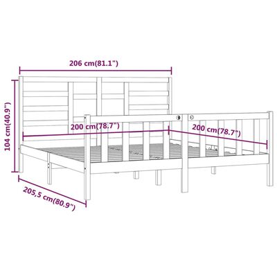 vidaXL Bedframe massief grenenhout 200x200 cm