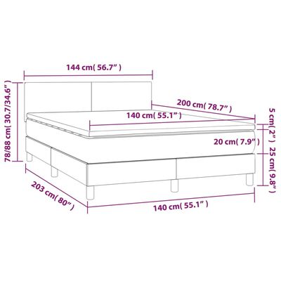 vidaXL Boxspring met matras stof zwart 140x200 cm