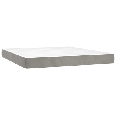 vidaXL Boxspring met matras fluweel lichtgrijs 180x200 cm