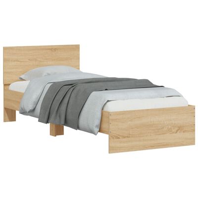 vidaXL Bedframe met hoofdbord zonder matras sonoma eiken 90x200 cm