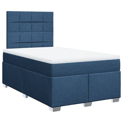 vidaXL Boxspring met matras stof blauw 120x200 cm