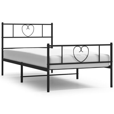 vidaXL Bedframe met hoofd- en voeteneinde metaal zwart 107x203 cm