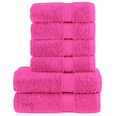 vidaXL 6-delige Handdoekenset SOLUND 600 g/m² roze