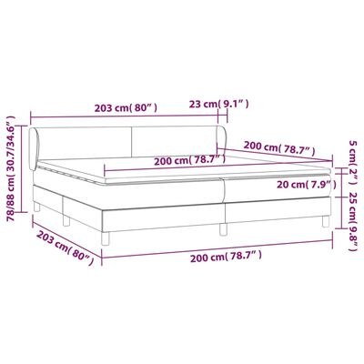 vidaXL Boxspring met matras stof donkerbruin 200x200 cm