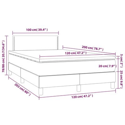 vidaXL Boxspring met matras kunstleer grijs 120x200 cm