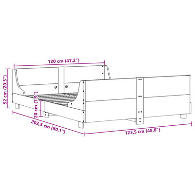 vidaXL Bedframe zonder matras massief grenenhout wit 120x200 cm