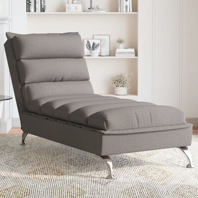 vidaXL Chaise longue met kussens stof taupe