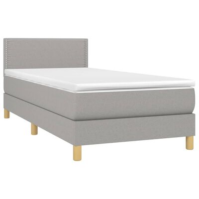 vidaXL Boxspring met matras stof lichtgrijs 90x200 cm