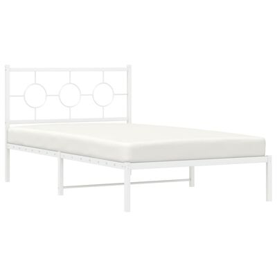 vidaXL Bedframe met hoofd- en voeteneinde metaal wit 107x203 cm