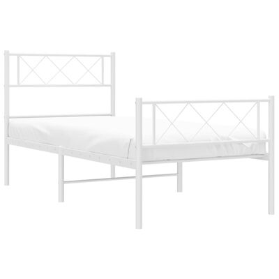 vidaXL Bedframe met hoofd- en voeteneinde metaal wit 100x200 cm