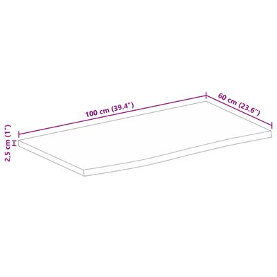 vidaXL Tafelblad met natuurlijke rand 100x60x2,5 cm massief mangohout