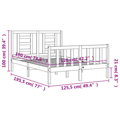 vidaXL Bedframe met hoofdbord massief hout wit