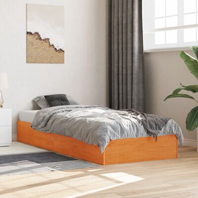 vidaXL Bedframe zonder matras massief grenenhout wasbruin 75x190 cm