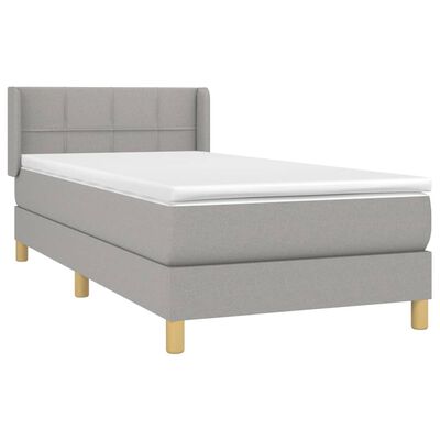 vidaXL Boxspring met matras stof lichtgrijs 90x200 cm