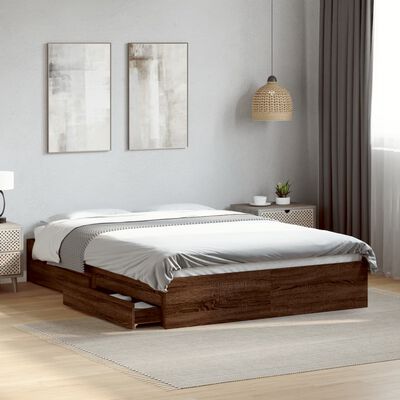 vidaXL Bedframe met lades bewerkt hout bruin eikenkleurig 140x200 cm