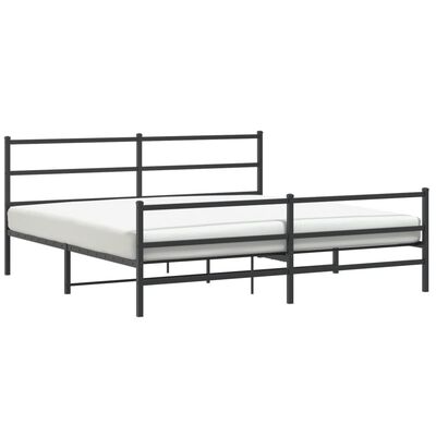 vidaXL Bedframe met hoofd- en voeteneinde metaal zwart 200x200 cm