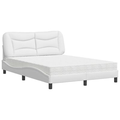 vidaXL Bed met matras kunstleer wit 140x190 cm