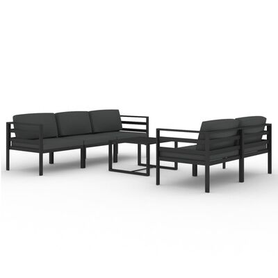 vidaXL 6-delige Loungeset met kussens aluminium antracietkleurig