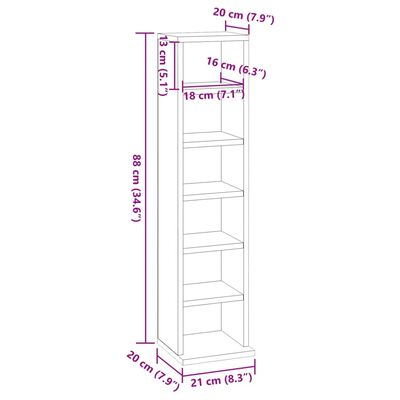 vidaXL Cd-kast 21x20x88 cm bewerkt hout gerookt eikenkleurig