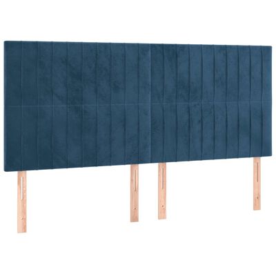 vidaXL Boxspring met matras fluweel donkerblauw 160x200 cm