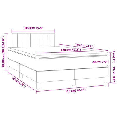 vidaXL Boxspring met matras stof crèmekleurig 120x190 cm